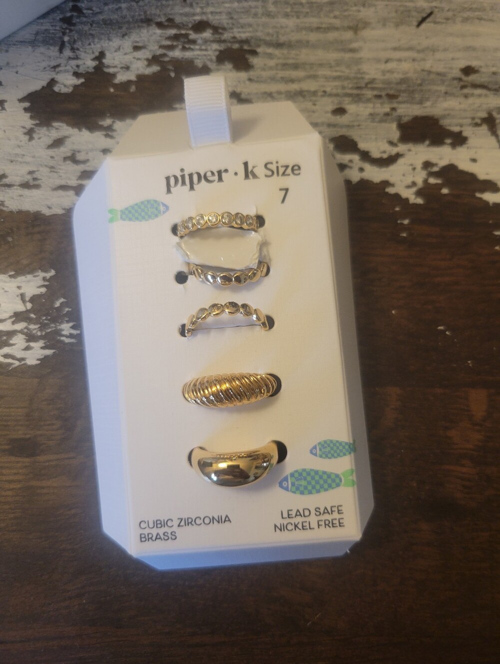 Piper K Gold Stackable Rings Set - Size 7